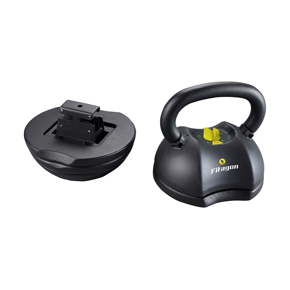 ZEUZ Verstelbare Kettlebell 16, 18, 20, 22 & 24 KG - Gietijzer - Zwart