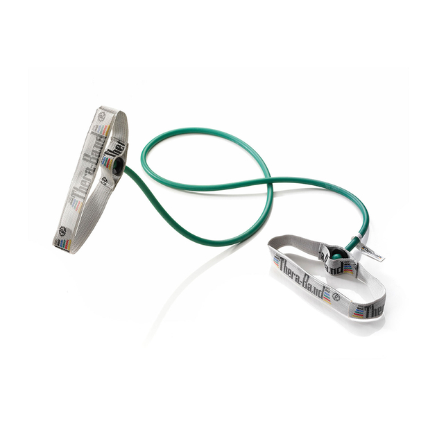 TheraBand Bodytrainer Tubing 1.40m - mit Flexible Griffen - grün (stark)