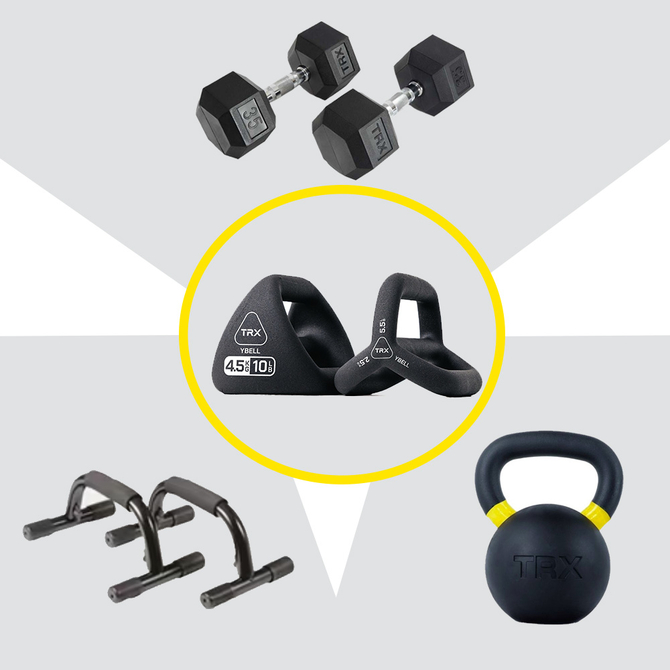 TRX YBell Neo – 3-in-1 Kugelhantel, Kurzhantel & Liegestützstange – Neopren-Beschichtung – Vielseitiges Heim-Fitnessgerät
